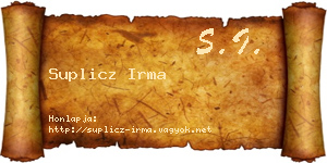 Suplicz Irma névjegykártya